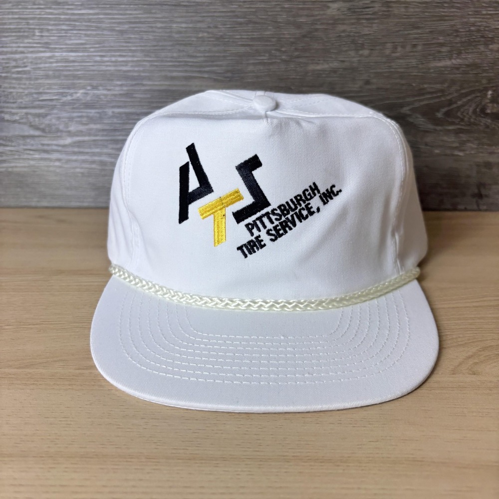 Vintage Pittsburgh Tire Service Hat Cap Snap Back White Embroidered Mens